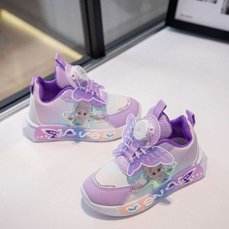 New Princess Elsa Shoes with Leather Surface, Super Soft Waterproof Children's Sports Shoes (Copy)