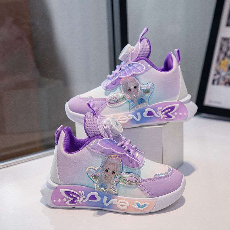 New Princess Elsa Shoes with Leather Surface, Super Soft Waterproof Children's Sports Shoes (Copy)