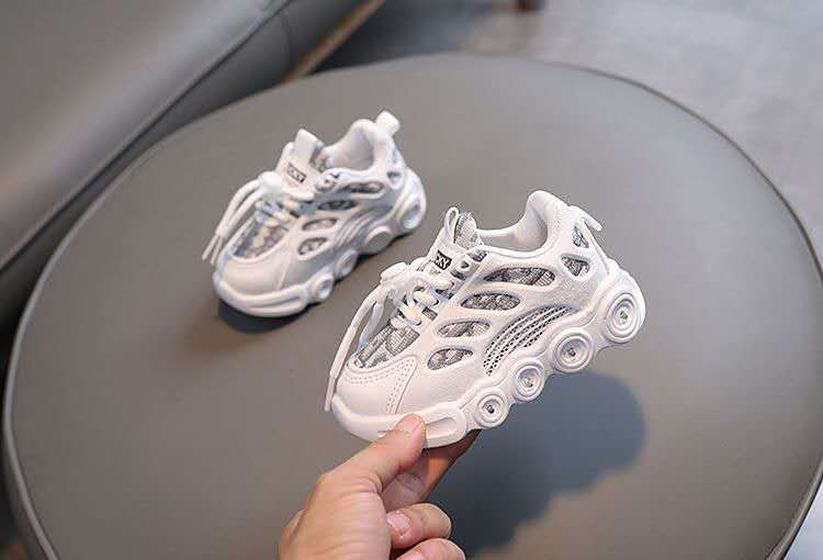 Sneakers Kids Fashion LED Light Shoes Letter Webbing Mesh Boys Shoes (Available)