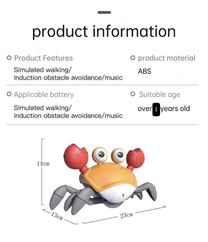 New Design Crawling Crab Baby Toy with Music and Led Light Up Walking Crab Toy for Baby (Available)