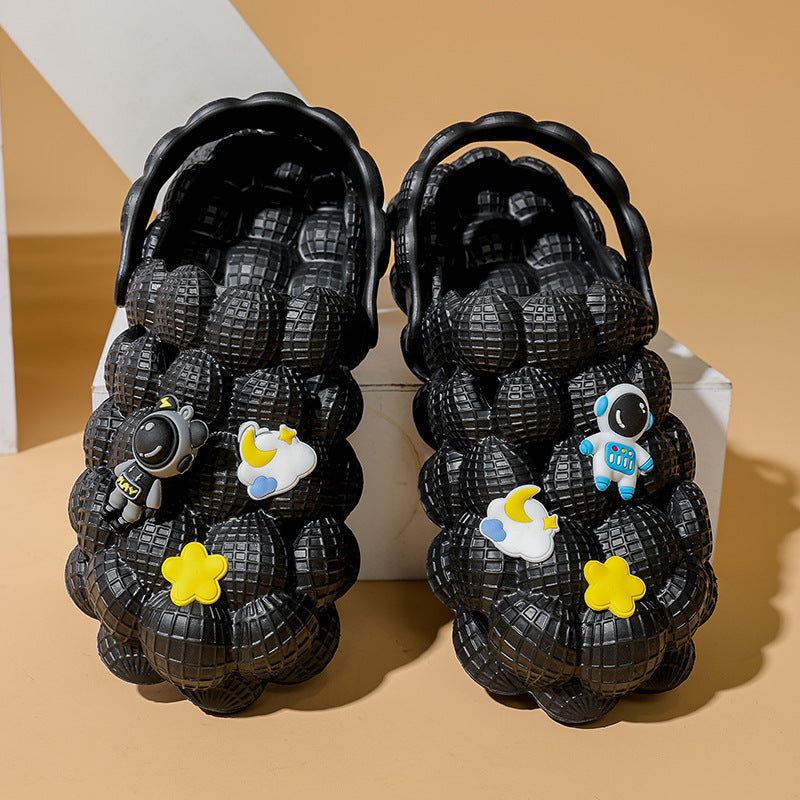 Children's Hole Shoes Baby Boy And Girl Summer Lychee Two-way Beach Shoes Bubble Baotou Outdoor Leisure Pajamas Outdoor Sandals