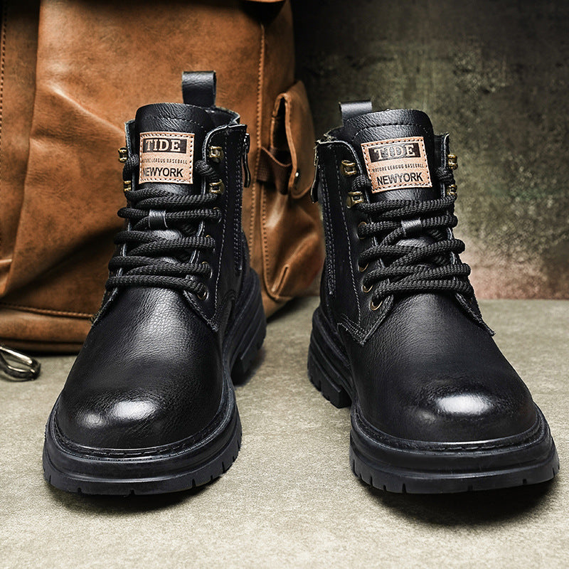 New Trendy Autumn And Winter High-top American Vintage Work Boots ( Available )