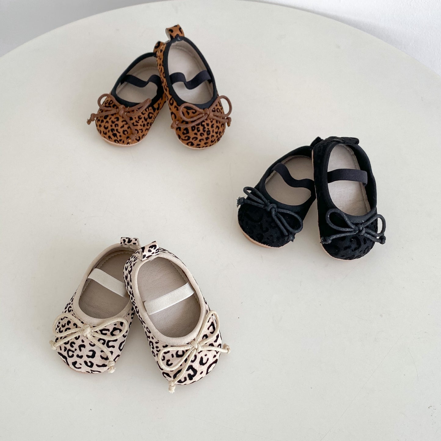 Spring And Autumn Infant Baby Girl Soft Bottom Toddler Shoes Hu Die Knot Leopard Print Round Toe Shoes