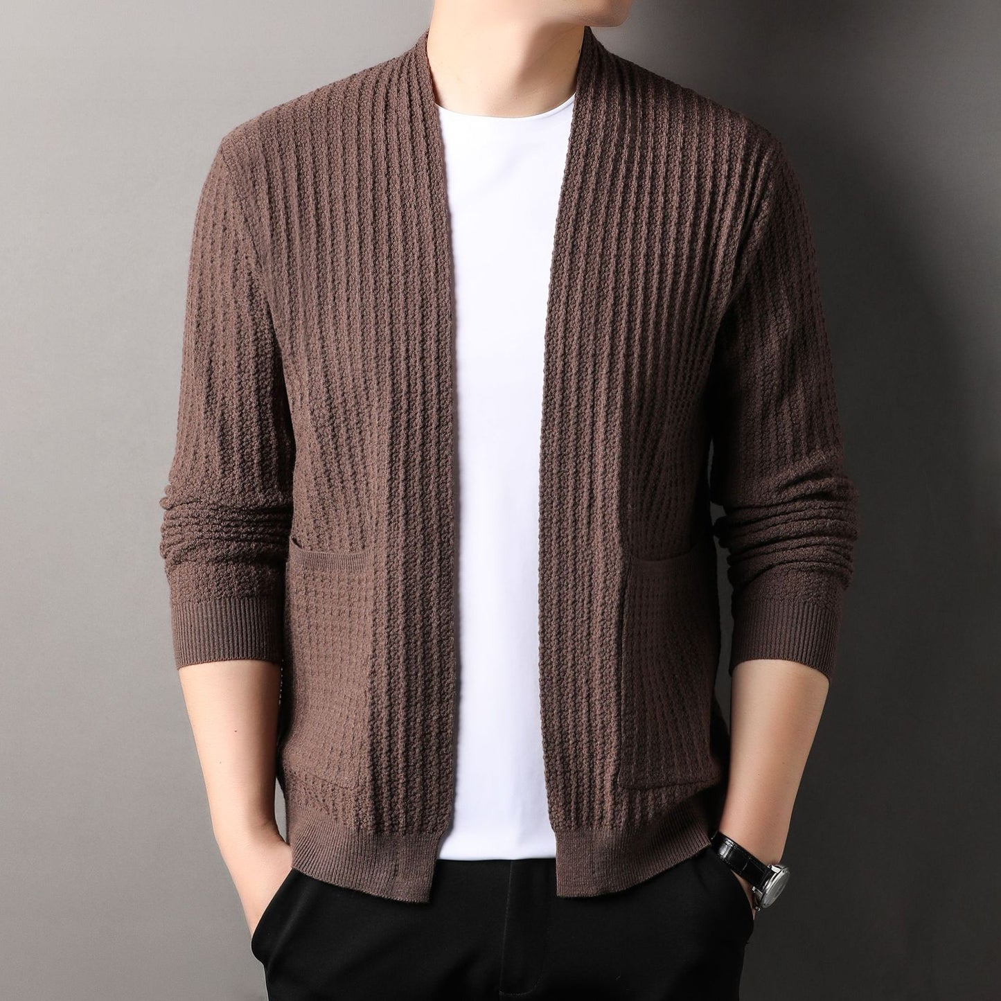 Lapel Drum Wave Men's Casual Solid Color Simple Top