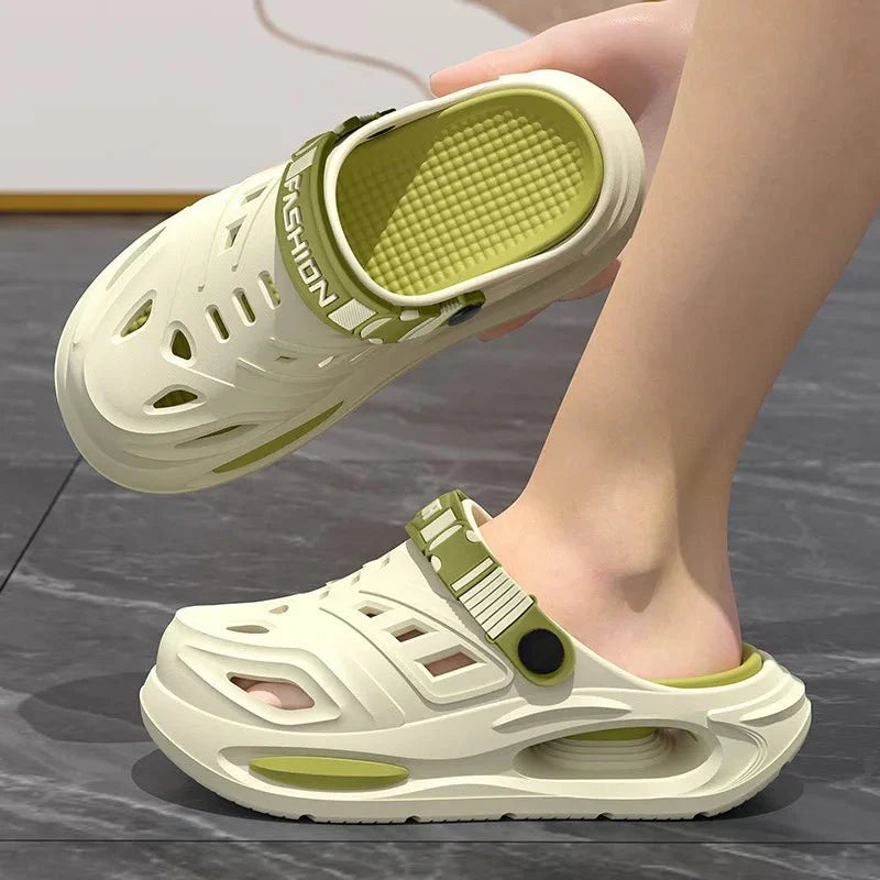 Thick-soled hole shoes for men, summer outdoor toe-caps slippers, sports sandals with anti-slip and sand-crawling feeling - Mom & Kids