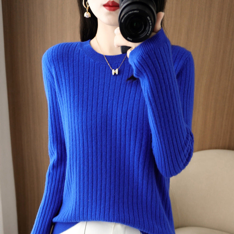 Autumn Women's Knitwear Round Neck Sweater For Women Low Collar Bottoming