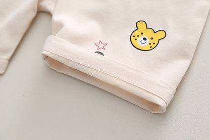 Boys' Summer Casual Suspender Trousers Short Sleeve Suit    (Available)