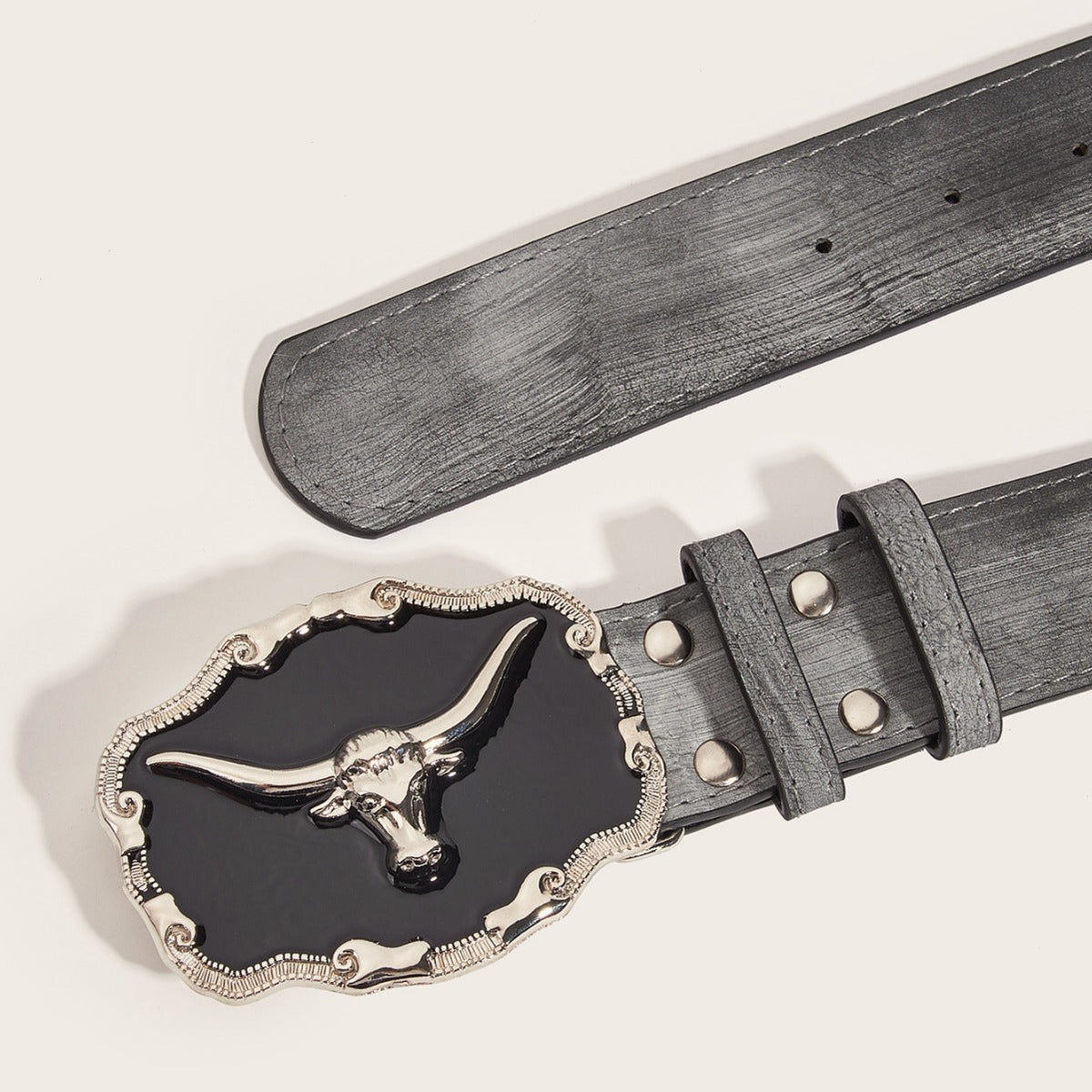 Retro Domineering Epoxy Cattle Head Buckle Women's Casual Men's Jeans Strap Personality ( Available )Belt
