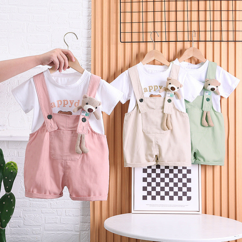 Summer Children Cotton T-shirt Suspender Suit (Available)