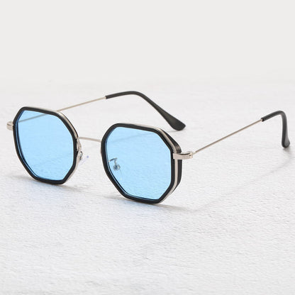 Men's Personalized Polygon Pc Metal Racket Lightweight Small Frame Sunglasses