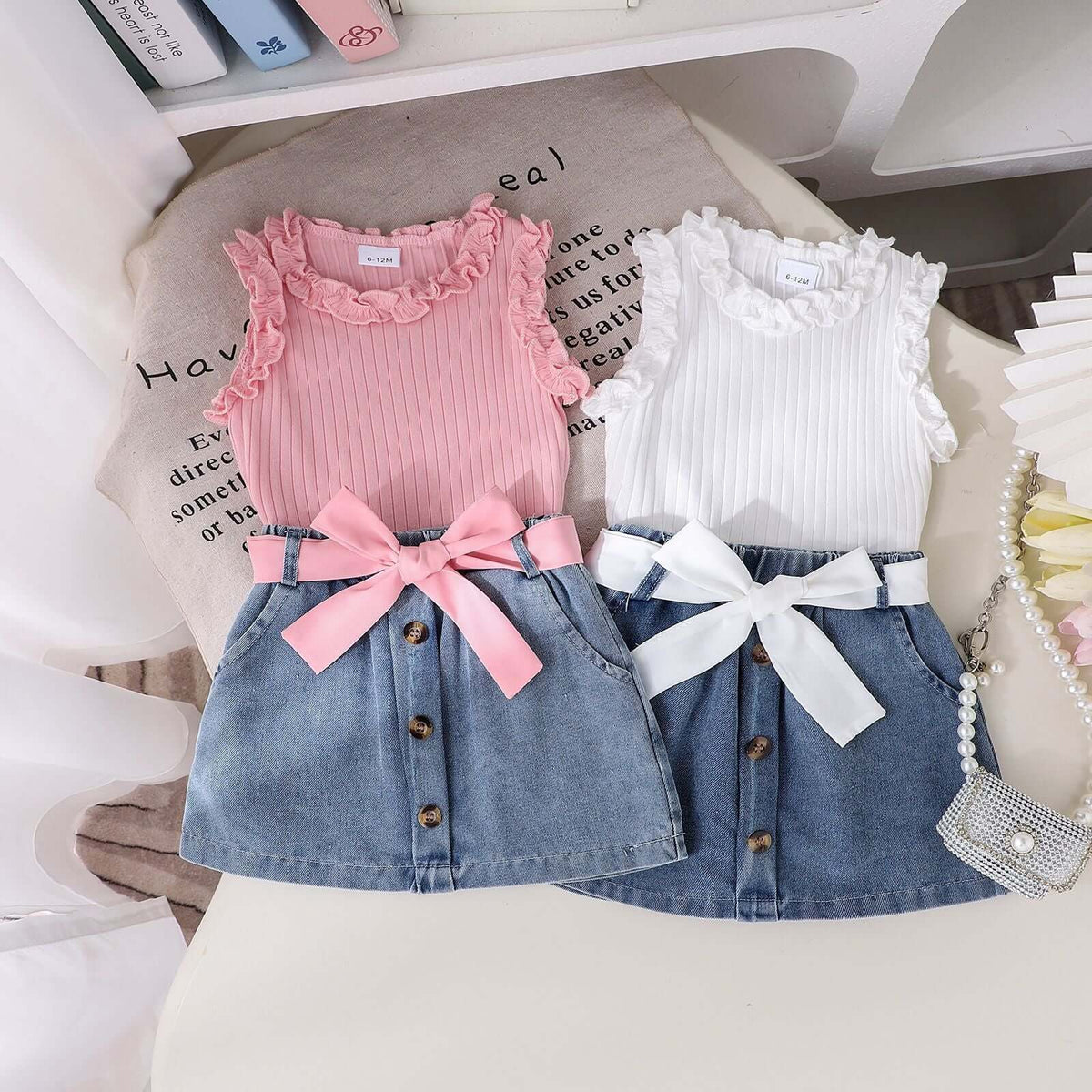 Girls Denim Skirt Set Bangladesh Three Piece - Small China Town