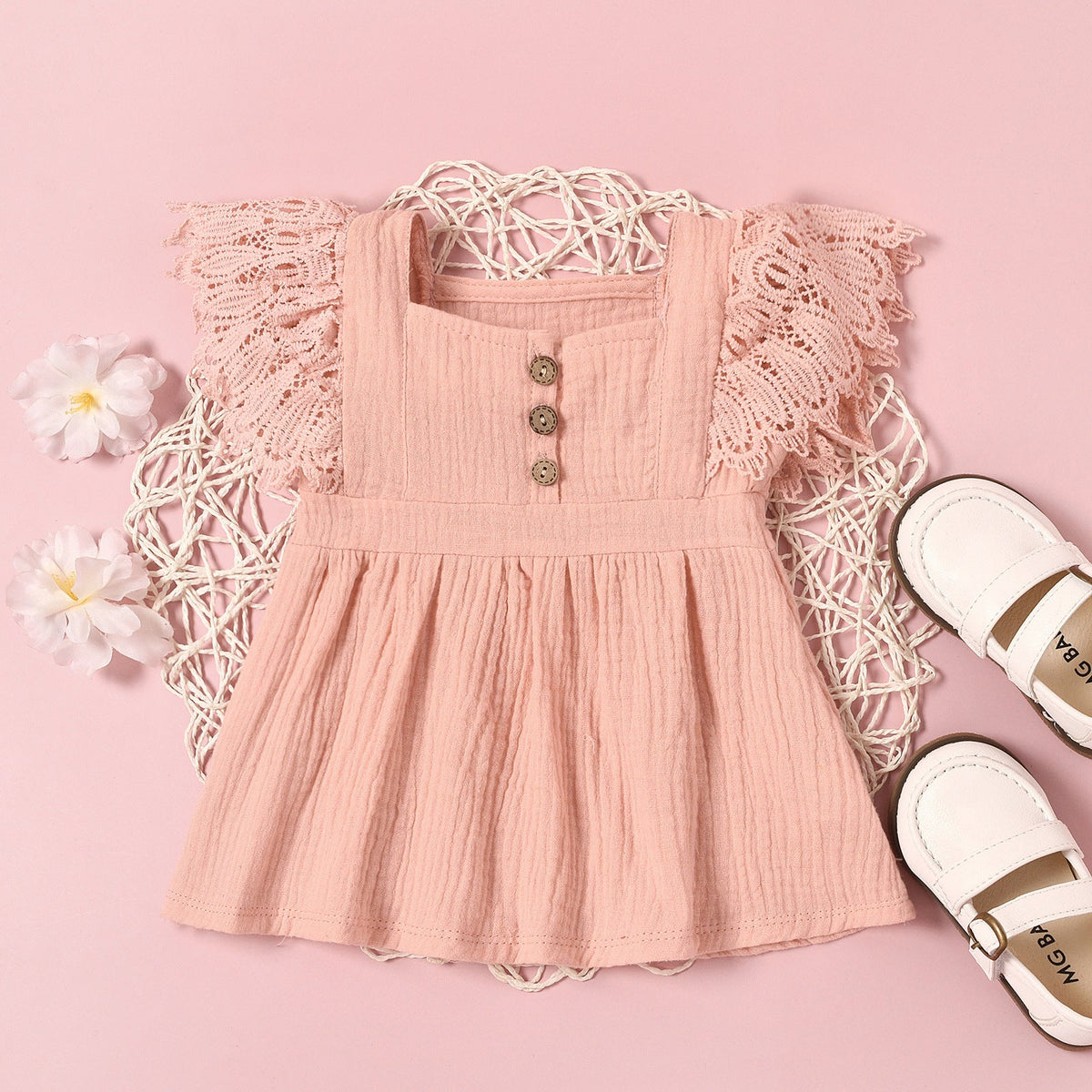 Spring Infant Children's Solid Color Sleeveless Dress(Available)