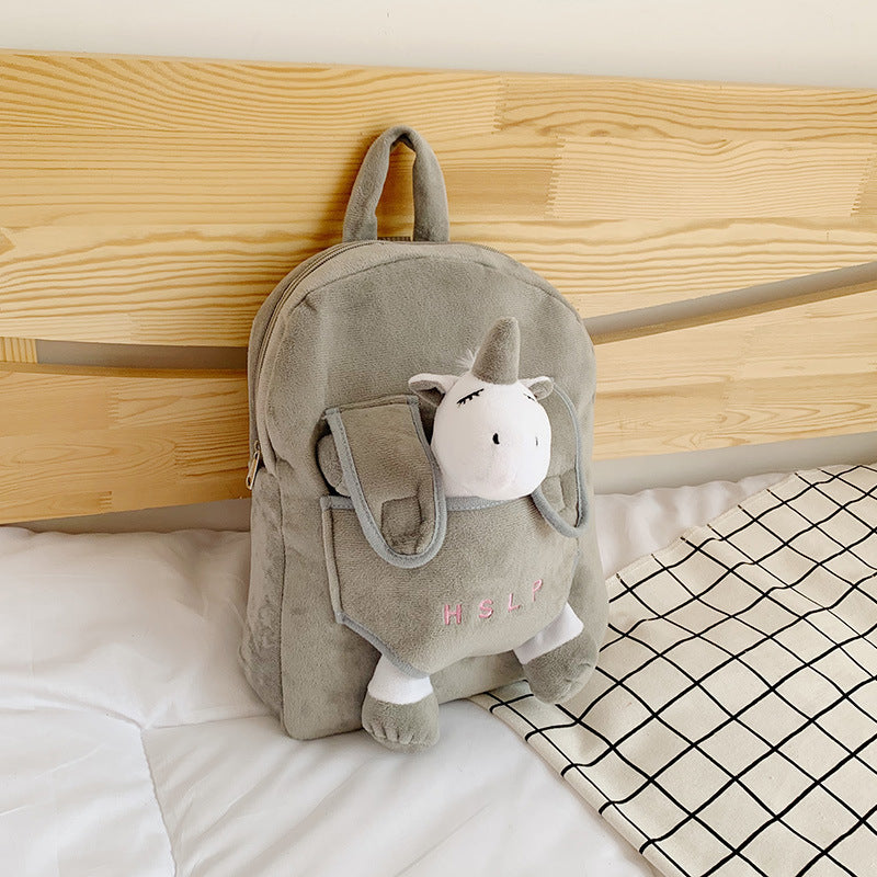 Cartoon Cute Plush Double Shoulders Kindergarten Backpack