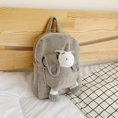 Cartoon Cute Plush Double Shoulders Kindergarten Backpack