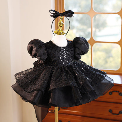 Girls' Fashion Personality French Puff Sleeve Dress