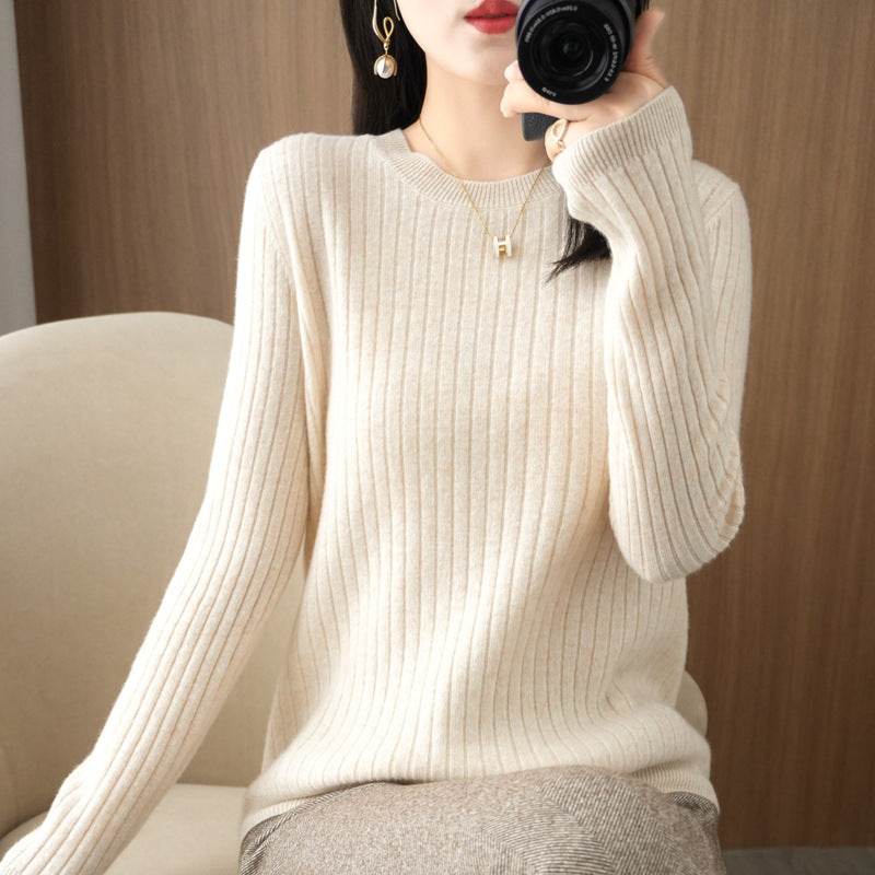 Autumn Women's Knitwear Round Neck Sweater For Women Low Collar Bottoming
