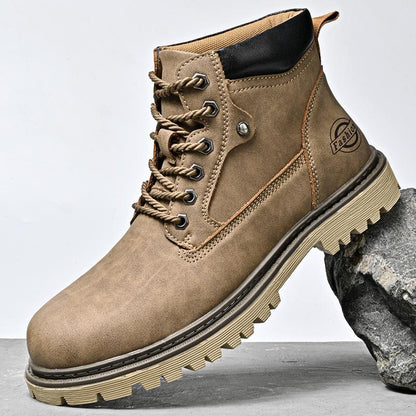 Genuine Leather Men's Shoes Mid-top Men's Casual Martin Boots