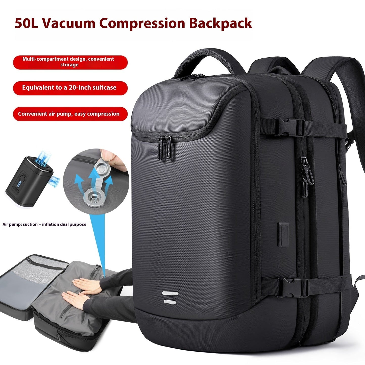 Men's  Vacuum Compression Backpack Multifunctional