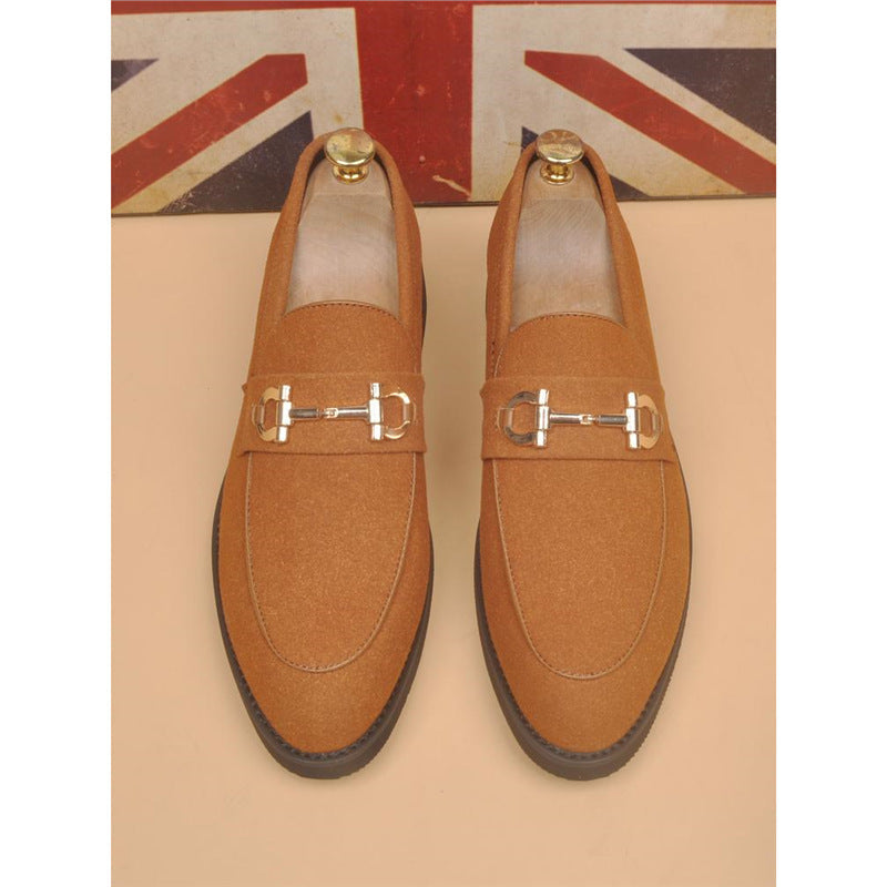 Leather Shoes Men's Casual Suede Shoes Fashion Korean Style Pointed Toe