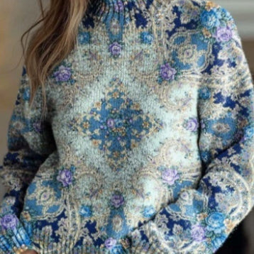 Women's 3D Digital Printing Fresh Cloak Coat Sweater Pullover