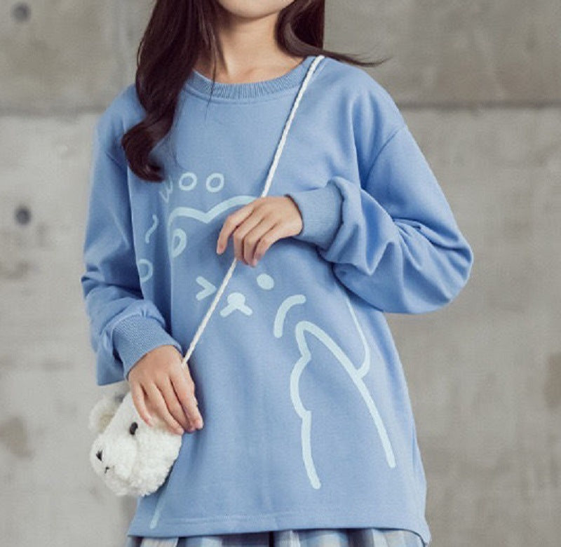 Girls Autumn Net Celebrity Cotton Sweater Long-sleeved Big Children's Suit