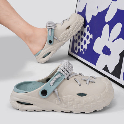 Hole Shoes Men's Summer Outdoor Closed Toe Poop Feeling Couple Half Slippers Beach Sandals (Available)