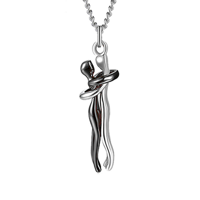 Love Hug necklace with a minimalist hugging pendant for men and women, ideal for couples, anniversaries, and everyday wear