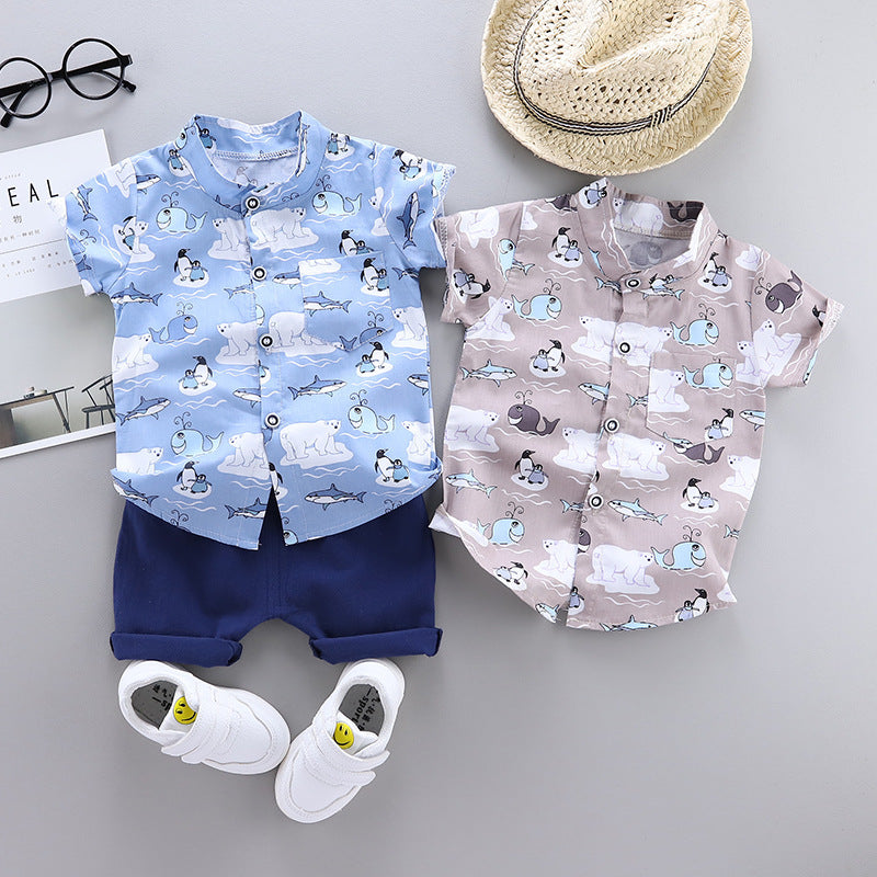 Boy baby infant child suit shirt short sleeve suit (Available)