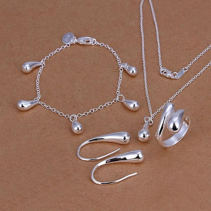 4-piece set of bracelet, necklace, earrings, ring (Available)