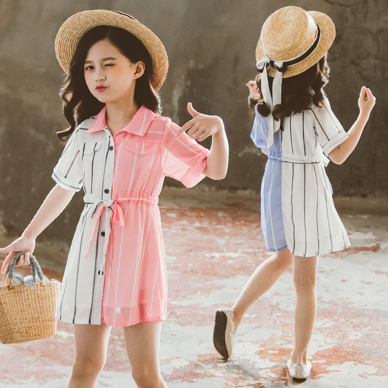 Color block shirt skirt