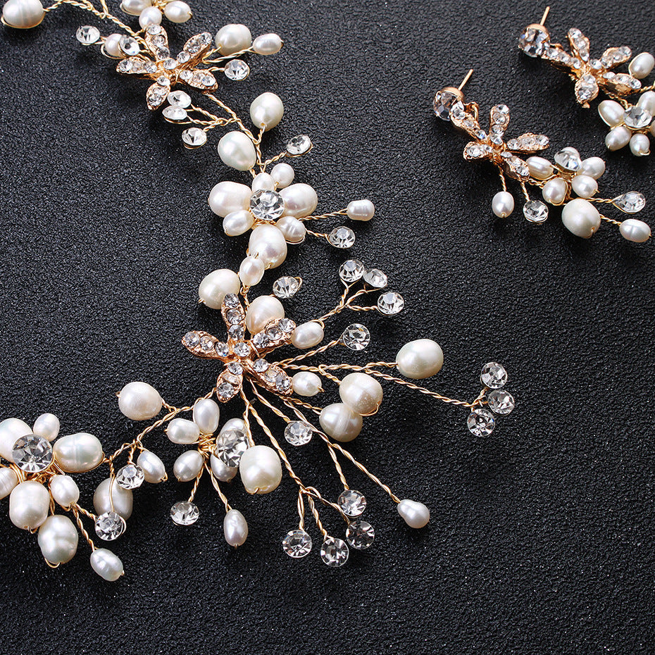 Pearl necklace and earring set  (Available)