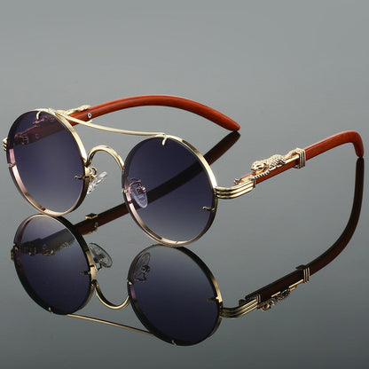 Retro Double Beam Leopard Head Sunglasses