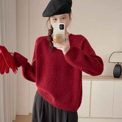 Women's Idle Style Soft Glutinous Sweater Loose Design Curling