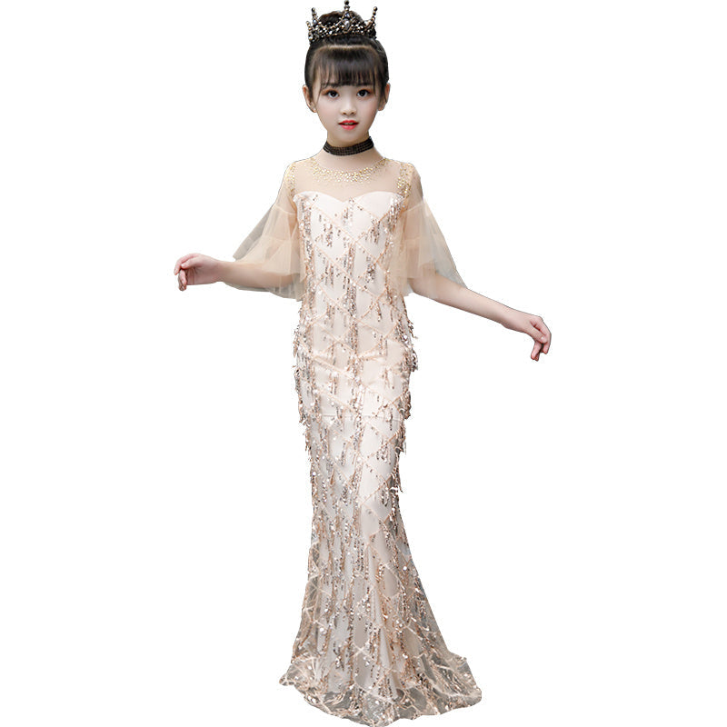 Girls princess fishtail dress Bangladesh luxury evening party gown for wedding birthday and special occasions
