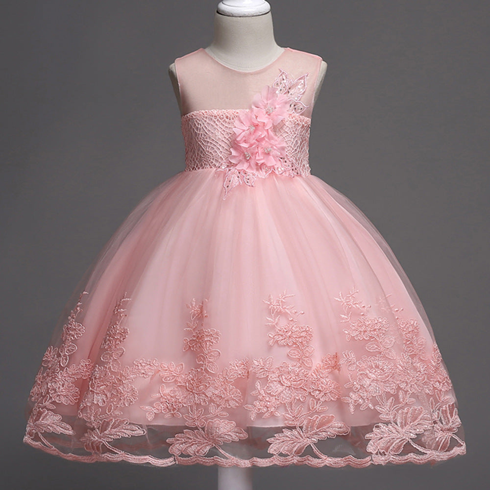 Girls Elegant Party Dress with princess-style design, soft fabric, and flared skirt for birthdays, weddings, parties, and festive occasions