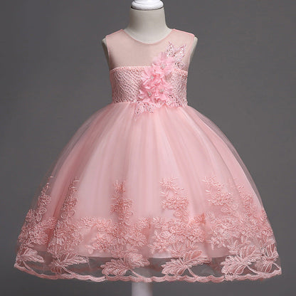 Girls Elegant Party Dress with princess-style design, soft fabric, and flared skirt for birthdays, weddings, parties, and festive occasions