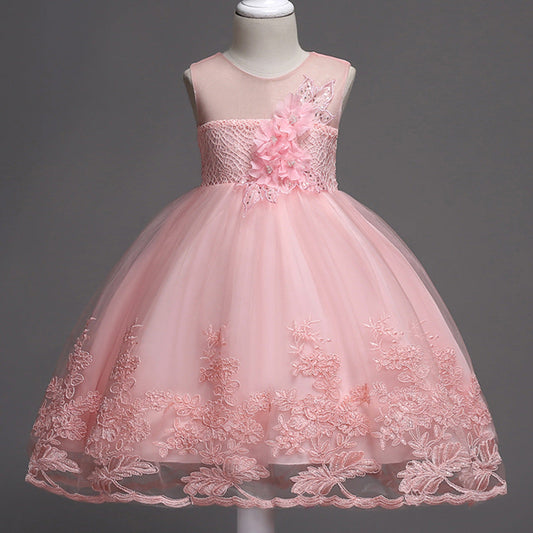 Girls Elegant Party Dress with princess-style design, soft fabric, and flared skirt for birthdays, weddings, parties, and festive occasions