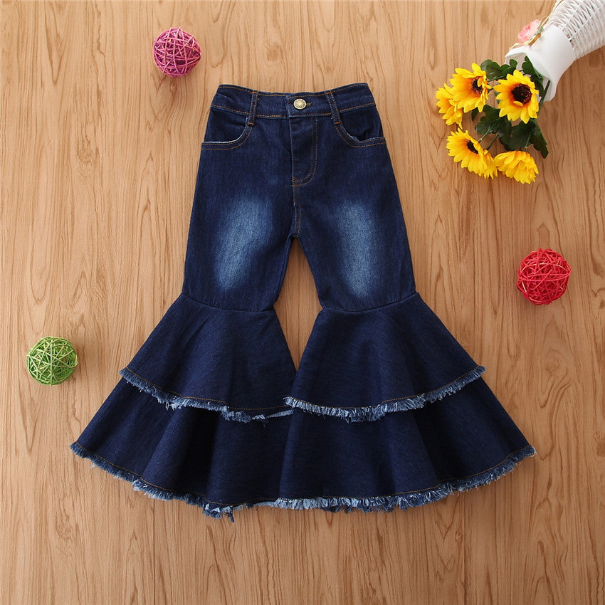 European And American Style Girls Kids Fashion Bell Bottom Pants  ( Available )
