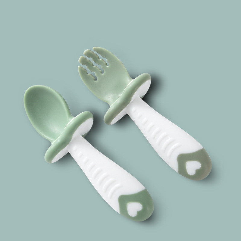 Baby Learn To Eat Training Soft Head Spoon Fork (Available)