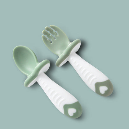 Baby Learn To Eat Training Soft Head Spoon Fork (Available)