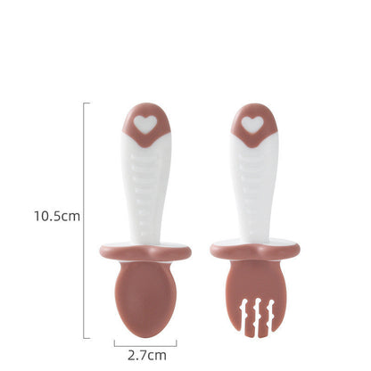 Baby Learn To Eat Training Soft Head Spoon Fork (Available)