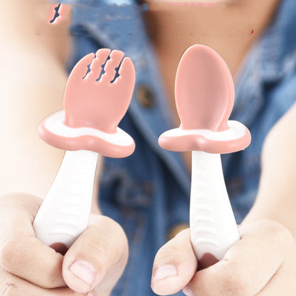 Baby Learn To Eat Training Soft Head Spoon Fork (Available)