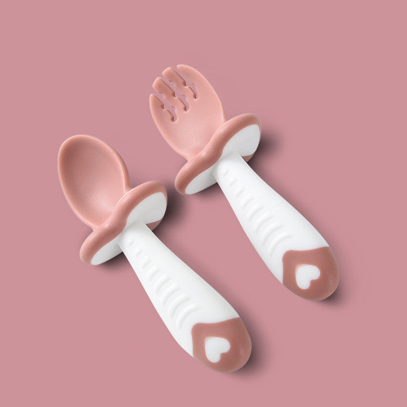 Baby Learn To Eat Training Soft Head Spoon Fork (Available)