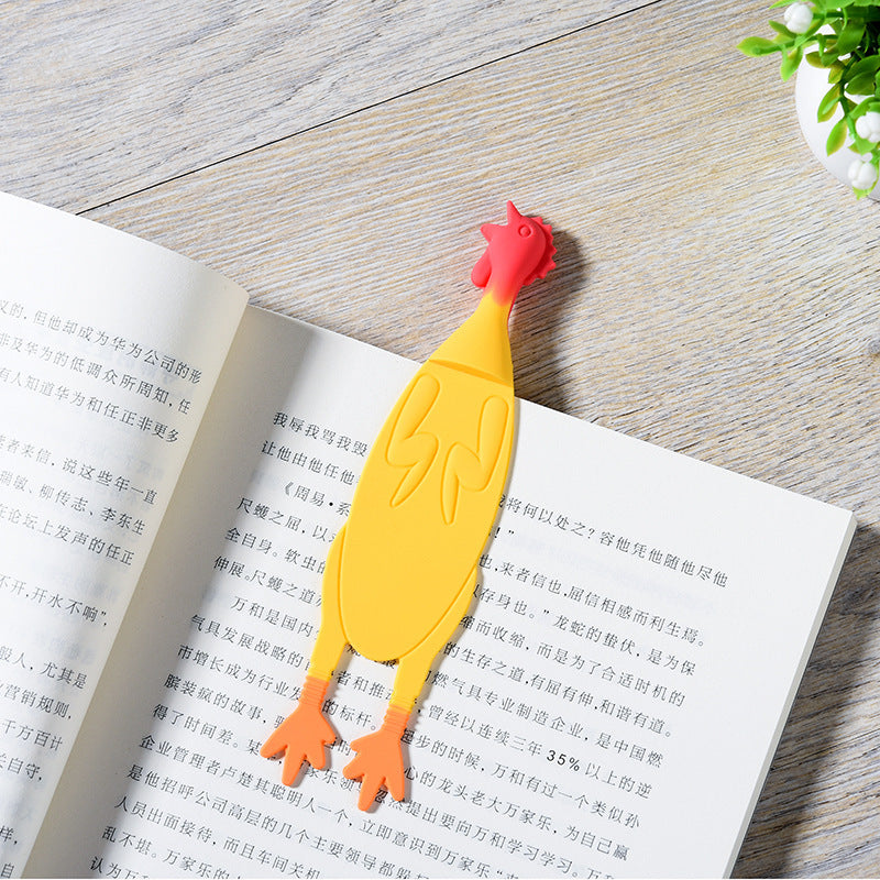 Creative Silicone Screaming Chicken Reading Bookmark   (Available)