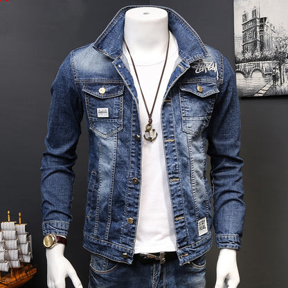 Men's Denim Jacket Spring And Autumn New Men's Korean Style Trend Student Slim Handsome Autumn Jacket