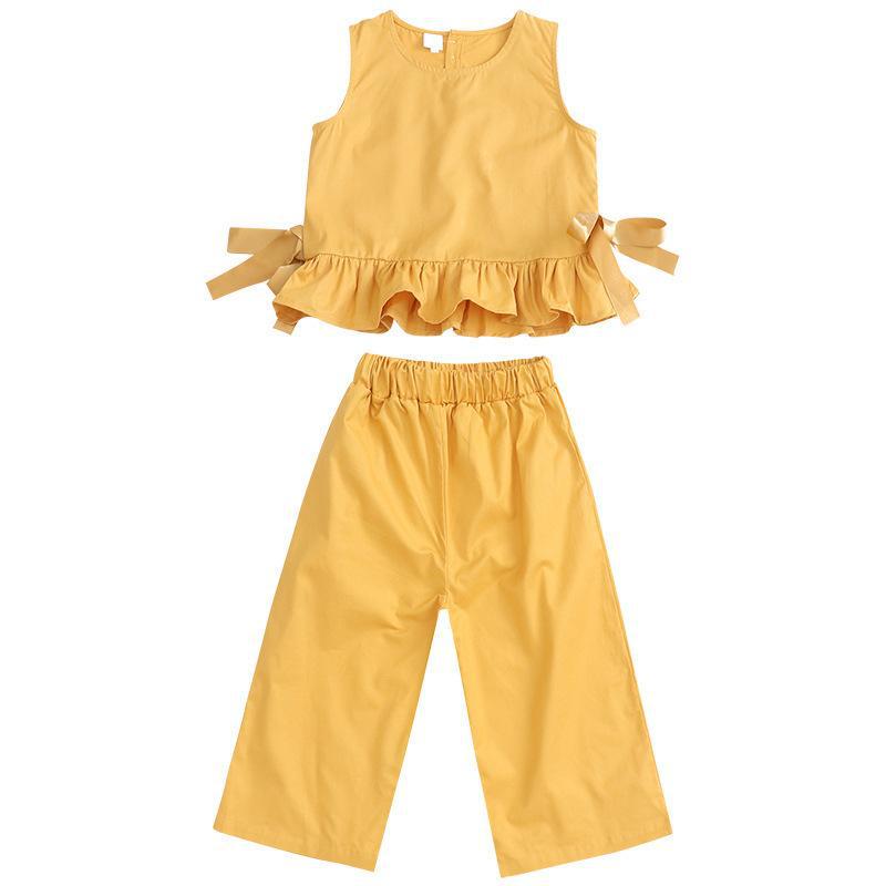Girls Western Style Wide Leg Pants Two Piece Suit