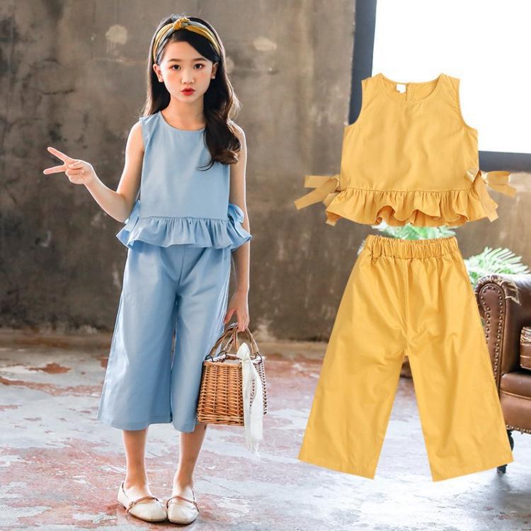 Girls Western Style Wide Leg Pants Two Piece Suit