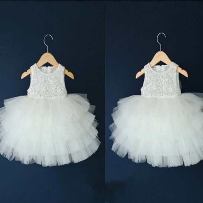 Girls Princess Dress Bangladesh White Gauze Party Dress - Small China Town