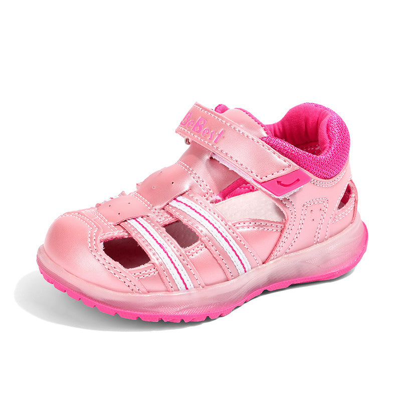 Boys And Girls Shoes Baotou Fashion Trend Comfortable Lights Casual Baby Shoes