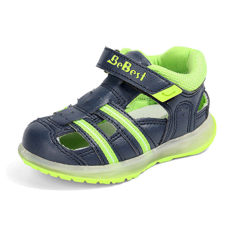 Boys And Girls Shoes Baotou Fashion Trend Comfortable Lights Casual Baby Shoes